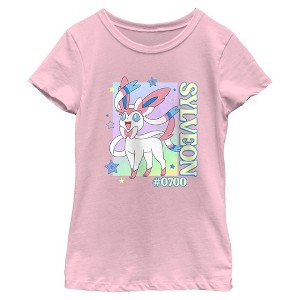 Girl's Pokemon Colorful Sylveon Stars T-Shirt - 1 of 4