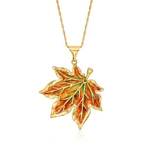 Ross-Simons Italian Multicolored Enamel Maple Leaf Pendant Necklace in 18kt Gold Over Sterling Size - 1 of 4