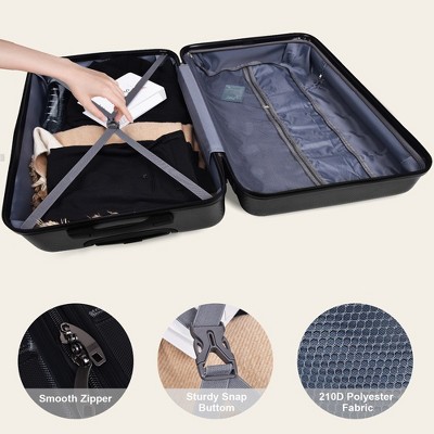 Black 3-Piece Hardshell Spinner Luggage Set with Built-In Lock