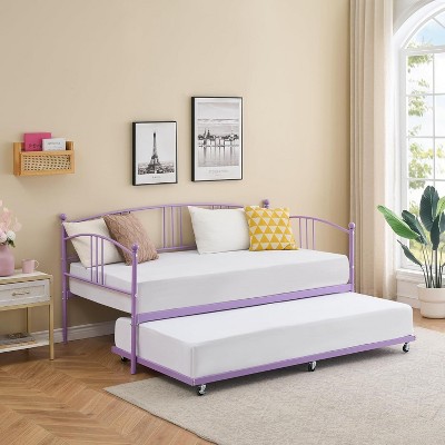 Twin Metal Daybed with Trundle, No Box Spring Needed