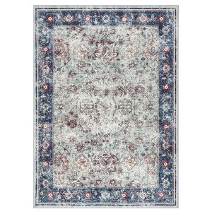 Living Room Washable Non Slip Vintage Retro Rugs Low Pile Chenille Print Rug for Bedroom Dining Room Home Office - 1 of 4