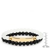 Steeltime Men's set of 2 black lava and white jade beaded bracelets with 18k gold plated stainless steel id - 3 of 4