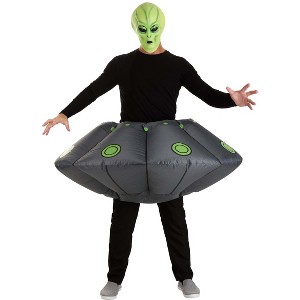 HalloweenCostumes.com One Size Fits Most   UFO Adult Costume, Green/Gray - 1 of 4