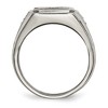 Black Bow Jewelry Men's 13mm Stainless Steel Black Enamel & CZ Tapered Ring - 2 of 4