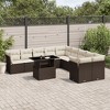 vidaXL 11 Piece Patio Sofa Set with Cushions - Brown and Cream - 2 of 4