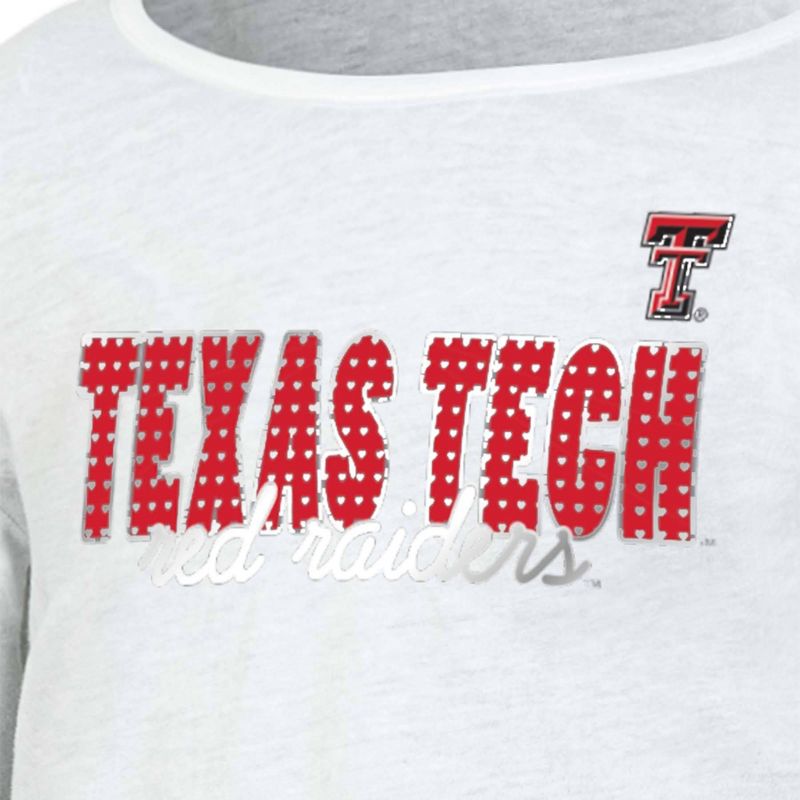 NCAA Texas Tech Red Raiders Girls&#39; White Long Sleeve T-Shirt, 3 of 4