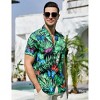 Halloween Men's Floral Print Button-Down Shirt Men's Hawaiian Floral Shirts Tropical Holiday Beach Shirt - 2 of 4