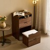 Syemin Vanity Tables 3-in-1 Vanity Set with with Mirror 3 Drawers, Small Makeup Vanity with Visible Glass Tabletop, Brown, 18.9"*15.75"*31.5" - 2 of 4