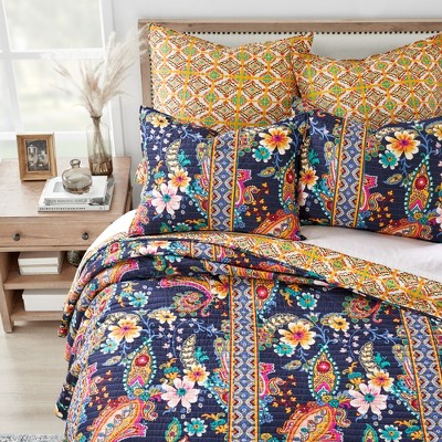 Bertelli Multicolor Cotton Euro Shams with Medallion Tile