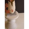 White Stone Composite Round Side Table – 20.5" Tall Modern Accent by Kalalou - 3 of 4