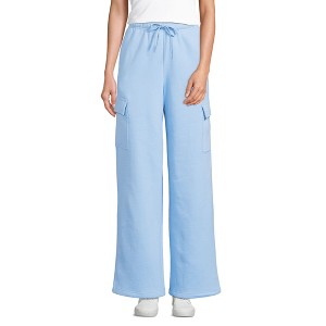 Lands' End Women's Serious Sweats High Rise Wide Leg Cargo Pants - 1 of 4