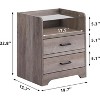 Nightstand with Charging Station, LED Lights, 2 Drawers & Pull-Out Shelf – Modern Bedside Table with USB Ports - 2 of 4