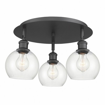 Athens - 3 Light Flush Mount In Industrial Style-8.63 Inches Tall and 17.75 Inches Wide