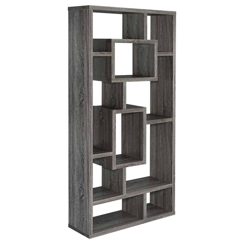 Photos - Garden & Outdoor Decoration 70.75" Howie 10 Shelf Bookcase Weathered Gray - Coaster: Modern Display &