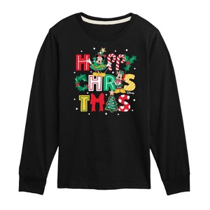 Boys' - Disney - Mickey and Minnie Happy Christmas Icons Long Sleeve Graphic T-Shirt - 1 of 4