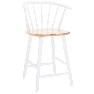 Natural and White Rubber Wood Counter Stool Set