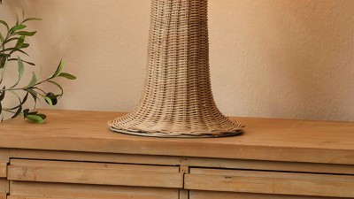 Natural Rattan Table Lamp with White Cotton Shade