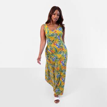 Rebdolls Women's Bright Idea Tropical Print A-Line Maxi Dress