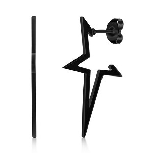 Metallo Stainless Steel Open Star Stud Earrings - Black Plated - Black - 1 of 2