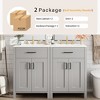 Vynxaria 48-Inch Modern Bathroom Vanity - Dual Ceramic Sinks, 4 Soft-Close Doors, 2 Flip Drawers, Double-Layer Shelves, Gray - 3 of 4