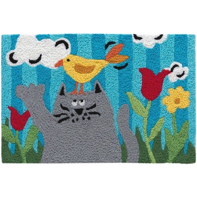 Jellybean Odd Couple Doormat, 20" x 30" – Whimsical Cat & Dog Design for Indoor or Outdoor Entryways