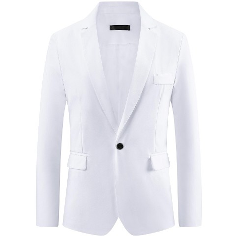 Мужские пиджаки INSPIRE CHIC Men's Business Regular Fit Notch Lapel Single Formal Breasted Blazer White Small