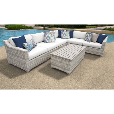 Fairmont 7pc Patio Sectional Seating Set with Cushions - White - TK Classics