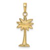 Black Bow Jewelry 14k Yellow Gold Textured Palmetto Tree Pendant, 12 x 28mm - 3 of 4