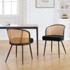 Bekrvio Rattan Dining Chairs - Cane Back & Curved Arm,Boucle Fabric Upholstered, Mid Century Modern Kitchen Chairs for Living Room - 3 of 4