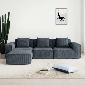 Whisen Modular Sofa Bed - Oversized, Convertible, Soft Corduroy Cloud Velvet Fabric, Two Person Combination - 1 of 4