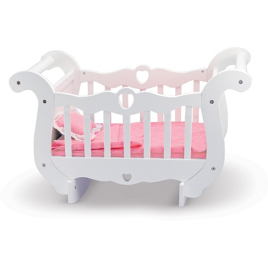 Buy Melissa Doug White Wooden Doll Crib With Bedding 30 X 18