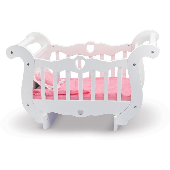 Buy Melissa Doug White Wooden Doll Crib With Bedding 30 X 18