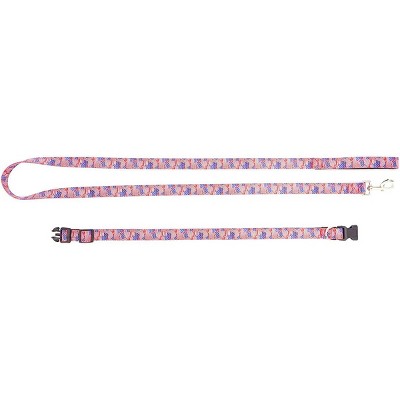 Zodaca 2 Piece Set American Flag Collar and Leash for Medium and Large Dogs