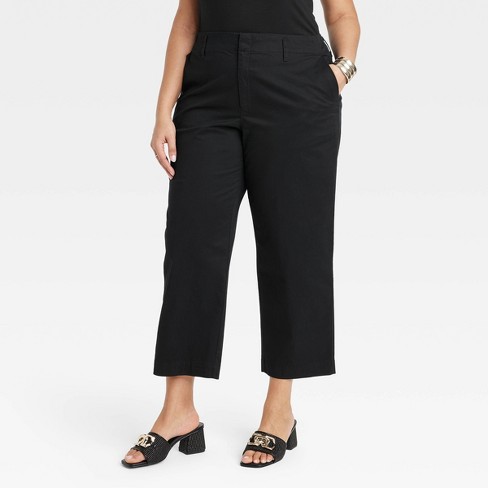 Women's High-rise Straight Ankle Chino Pants - A New Day™ Black 18 : Target