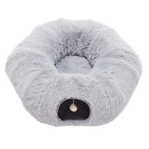 TUYOHW Plush Donut Cat Tunnel Bed with Peekaboo Hole, Soft Cat Cave & Hideout for Indoor Cats Kittens Rabbits,Cozy Pet Bed with Play Function - 1 of 4