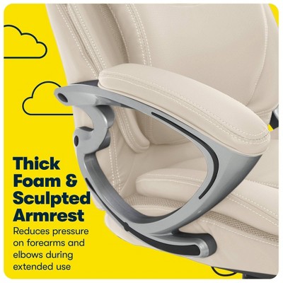 Ergonomic Cream Bonded Leather Executive Office Chair with AIR Lumbar Support