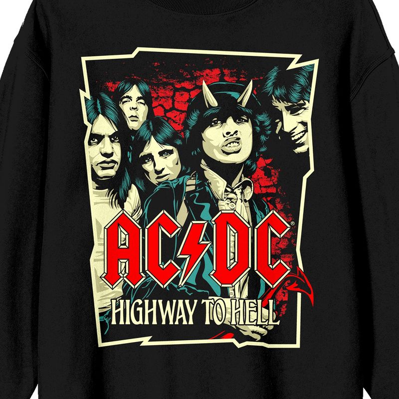 ACDC Highway To Hell Crew Neck Long Sleeve Black Unisex Adult Tee, 2 of 4