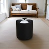AndMakers Black Faux Leather Round Ottoman - 2 of 4