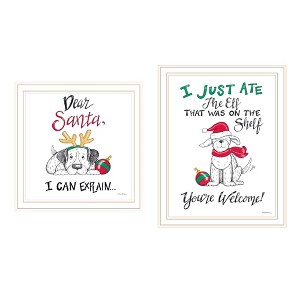 2- Piece Vignette Dear Santa, I Can Explain White Framed Wall Art for Living Room, Bedroom Wall Art Print for Home Decor by Deb Strain - 1 of 1