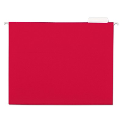 UNIVERSAL Hanging File Folders 1/5 Tab 11 Point Stock Letter Red 25/Box 14118