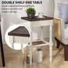 COZAYH Rustic Farmhouse Accent End Table, Wooden Square Tray Top with Woven Wicker Shelf for Living Rooms, Weathered Brown & White - 4 of 4