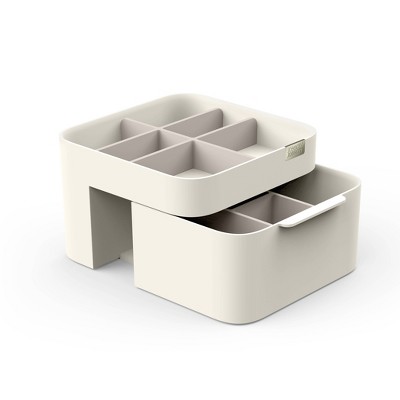 Off-White ABS Cosmetic Organizer with Drawer