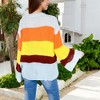Anna-Kaci Women's Striped Knit Sweater with Bell Sleeves and Colorful Details - 3 of 4