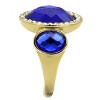 Slickblue Women's Gold Three-Stone Ring with Sapphire Center – Stainless Steel, Clear Accents, Sizes 5 to 10 - 4 of 4