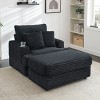 NicBex Couches for Living Room 39" Single Chaise Lounge Chair Corduroy Upholstered Sofa Sleeper Chair with Ottoman and Cup Holders - 2 of 4