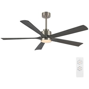 60" Nickel Modern LED Ceiling Fan with Lights and Remote for Living Room - 1 of 4