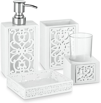 Creative Scents Polar White 3 Pcs Bathroom Set - Features: Soap Dispenser, Toothbrush  Holder, And Soap Dish : Target