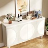 ORRD Modern White Buffet Cabinet with Semicircle Doors, 60” Storage Sideboard with 4 Shelves & Press Open, for Dining Room & Living Room - 4 of 4