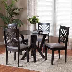 Baxton Studio Elise Modern Grey Fabric and Dark Brown Finished Wood 5-Piece Dining Set - 1 of 4