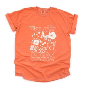 S.W.Smiley Gather, Grow, Glow - Women's Garment Dyed Graphic T-Shirt - 1 of 4